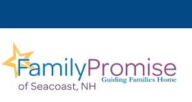 family promise of seacoast, nh logo with a yellow star and the tagline "guiding families home" in blue and purple text on a white background.