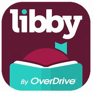 Libby app logo featuring the word “libby” above an open book with “By OverDrive” text at the bottom and a teal bookmark graphic.